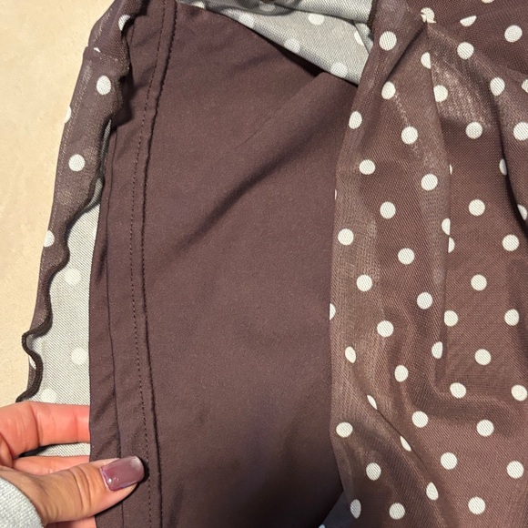 Elegant Asymmetrical Brown Polka Dot Skirt - Picture 5 of 7